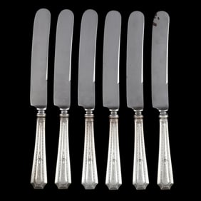 Six Sterling Silver Handled Knives