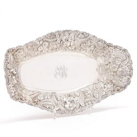 A Large Sterling Silver Repousse Tray