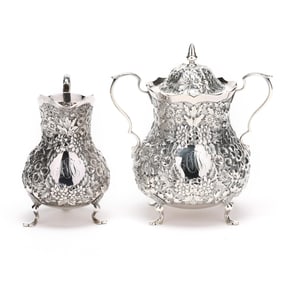 A Sterling Silver Repousse Creamer and Sugar by William B. Durgin Co.