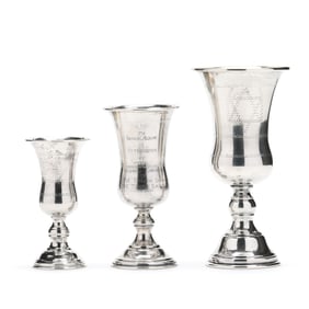 Three Sterling Silver Kiddush Cups