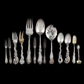 Selection of Sterling Silver Flatware in Rocaille Patterns