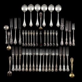 Collection of American Sterling Silver Fruit Forks and Spoons