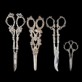 Four Pairs of Sterling Silver Grape Shearers