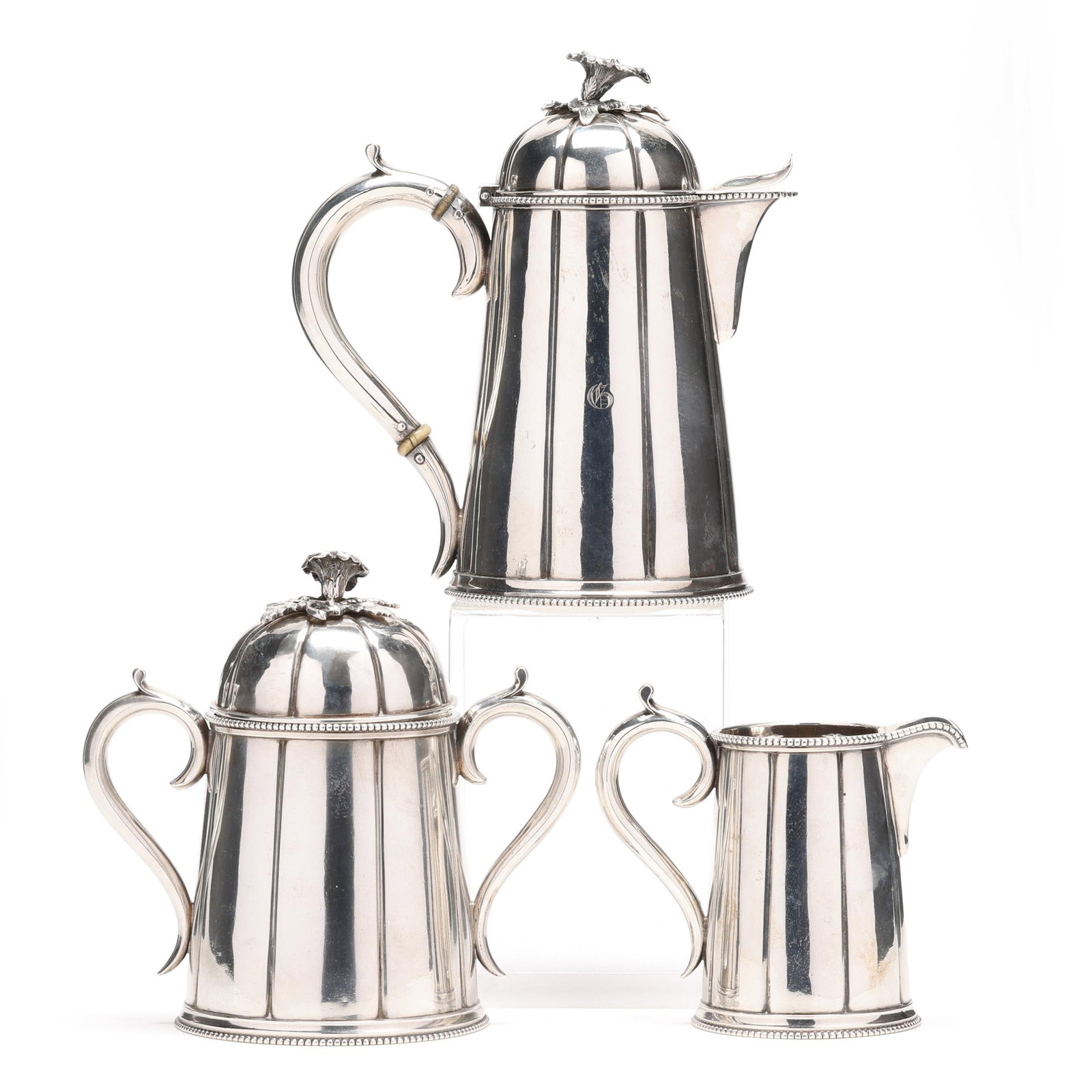 An American Coin Silver Three-Piece Coffee Service, Mark of Bailey & Co. (1 of 11)