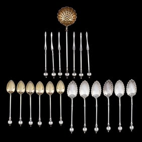 Selection of Bailey & Co. & George Sharp Coin Silver Ball End Flatware