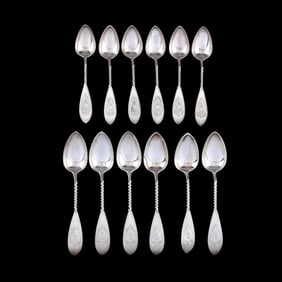 Two Sets of Bailey & Co. Twisted Handle Sterling Silver Spoons