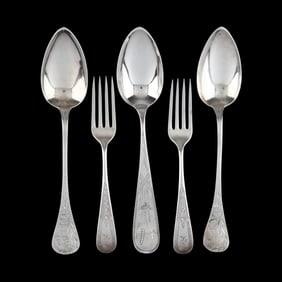Five Pieces of Philadelphia Coin Silver Flatware