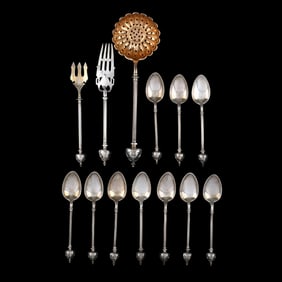 Collection of Coin Silver Scepter End Flatware, Most with Mark of George Sharp