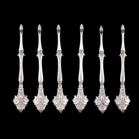 Set of Six Wood & Hughes Sterling Silver Butter Picks