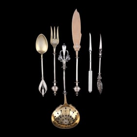 Six Pieces of Antique American Silver Flatware in Rare Patterns