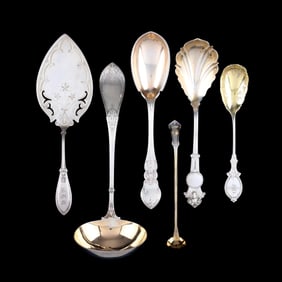 Six Antique American Sterling Silver Flatware Servers