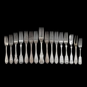 Selection of Antique Coin Silver and Sterling Silver Forks