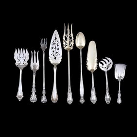Nine Antique American Sterling Silver Flatware Servers