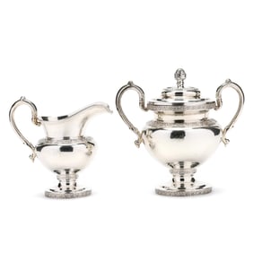 Virginia Coin Silver Creamer and Sugar Bowl, Mark of William Mitchell, Jr.