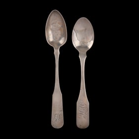 Two North Carolina Coin Silver Spoons, Mark of Thomas Trotter