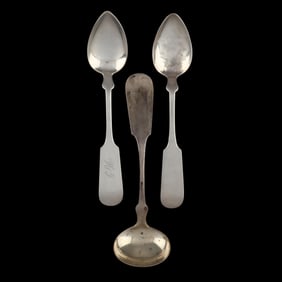Three Southern Coin Silver Flatware Items, Mark of R. A. Baird
