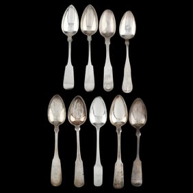 Selection of Nine American Coin Silver and Sterling Silver Tablespoons