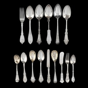 Selection of Coin Silver Flatware with Ornate Handles