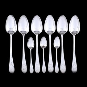Nine Coin Silver Spoons by William Garret Forbes