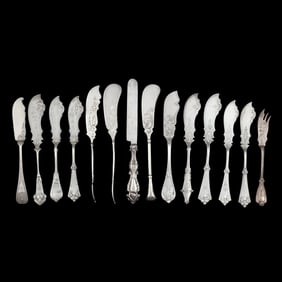 Selection of Antique Coin Silver and Sterling Silver Master Butter Spreaders