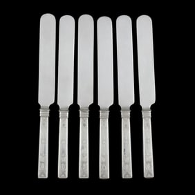 Set of Six Coin Silver Dessert Knives by Duhme & Co.