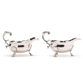 A Pair of George II Silver Sauce Boats