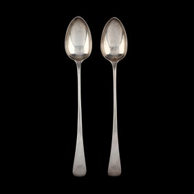 Pair of George III Silver Stuffing Spoons, Mark of William Eley I & William Fearn