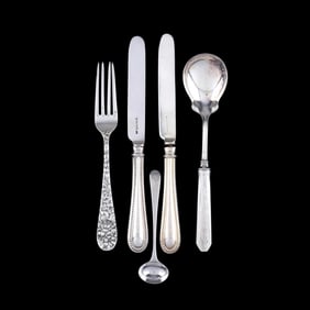 Five Pieces of English and American Silver Flatware