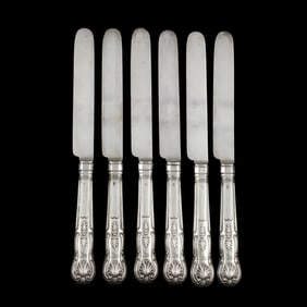 Set of Six Victorian Silver Dessert Knives, Mark of Francis Higgins II