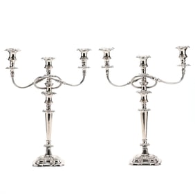 Pair of English Silver-Plated Candelabra, Mark of William Adams