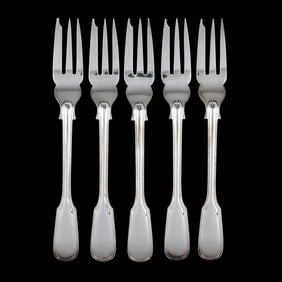 Five Elizabeth II Silver Pie Forks