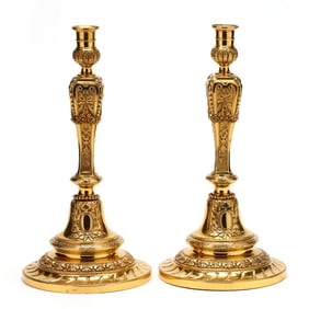 A Pair of French Silver Gilt Candlesticks by Boin Taburet