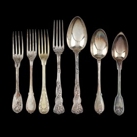 Seven Pieces of French Silver Flatware
