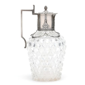 A Russian Silver Mounted Cut Glass Decanter, Mark of K. Fabergé