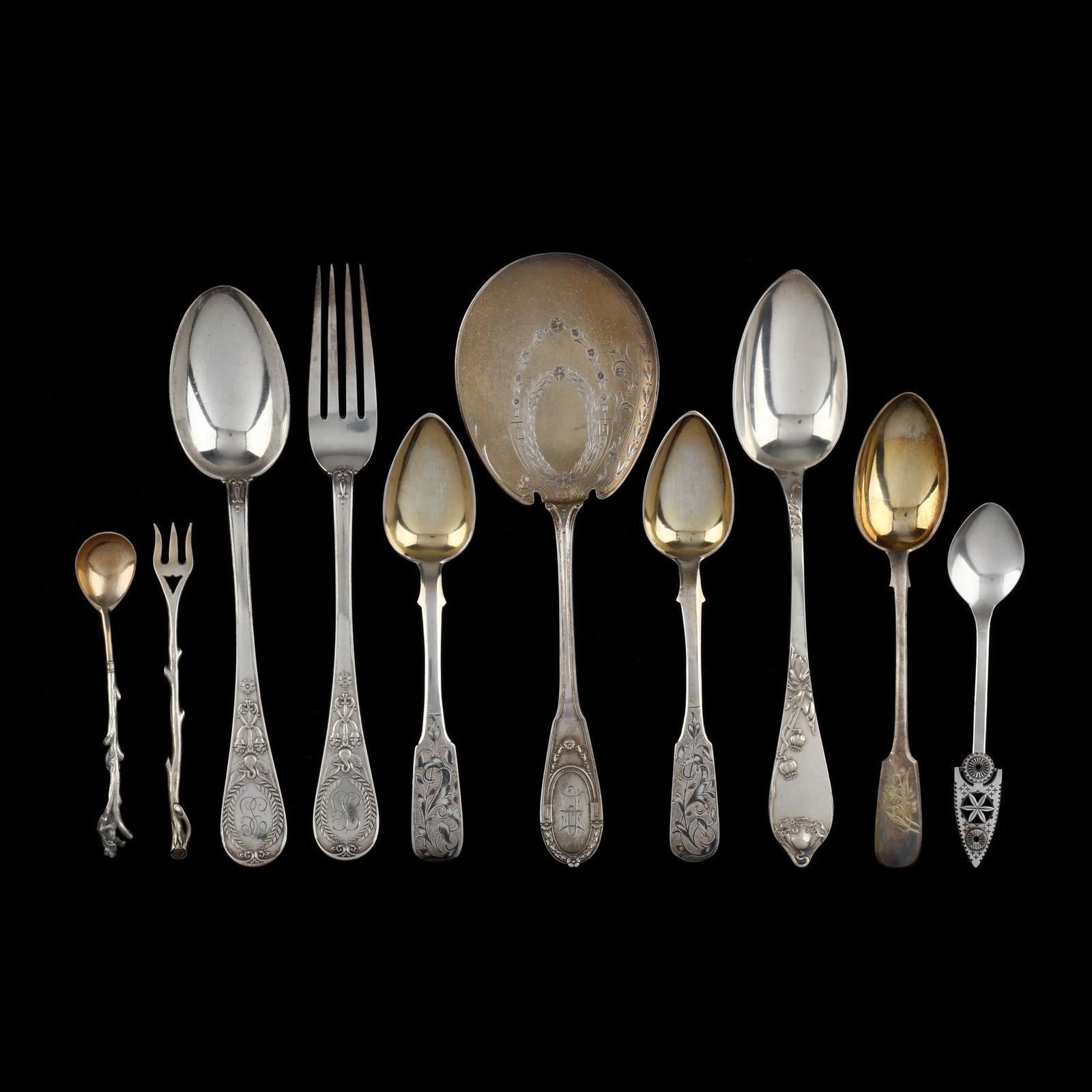 Selection of Ten Russian Silver Flatware Items (1 of 7)