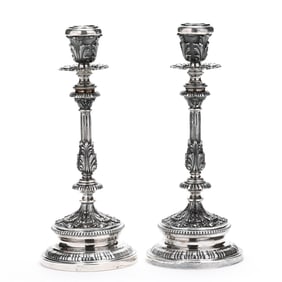 A Pair of Buccellati Sterling Silver Candlesticks