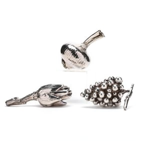 Three Italian Silver Fruit and Vegetable Table Accessories