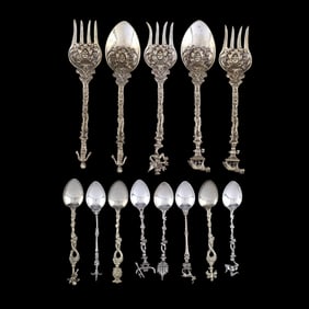 Selection of Italian Silver Apostle and Figural Spoons