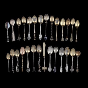 Selection of Continental Silver Souvenir Spoons