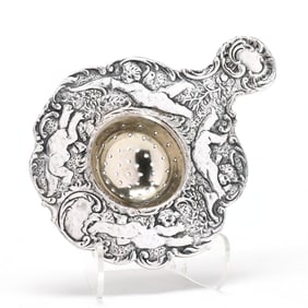 Continental Rococo Style Silver Tea Strainer