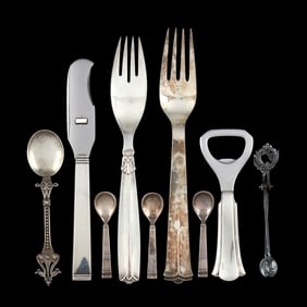 Nine Pieces of Danish Silver Flatware