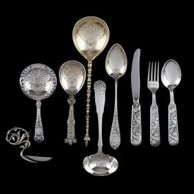Nine Pieces of Norwegian Silver Flatware