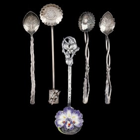 Five Japanese Silver Coffee Spoons