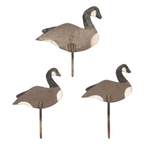 Floyd Parker (NC, 1927-2004), Three Stick Up Silhouette Decoys