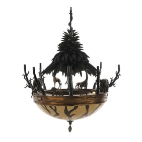 Maitland Smith African Wildlife Brass Ten Light Chandelier