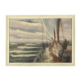 M. Charles (American, 1916-1991), Sailing in Rough Waters