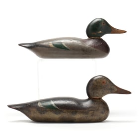 Mason Factory (MI, 1896-1924), Pair of Standard Grade Painted Eye Mallards