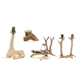 Vintage Five Piece Antler Desktop Set