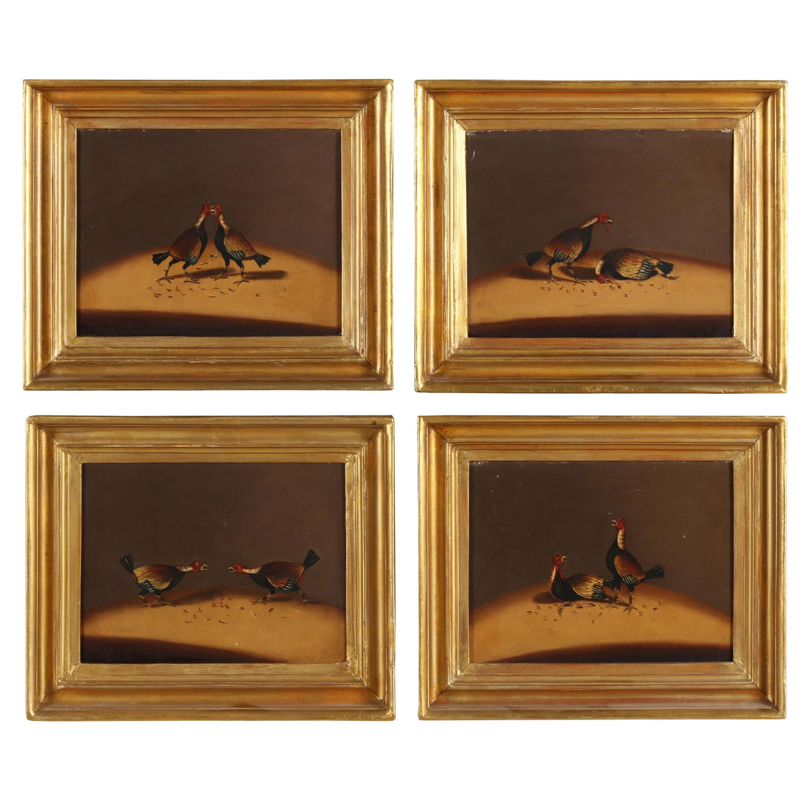 English School (19th Century), Set of Four Cock Fighting Scenes (1 of 8)