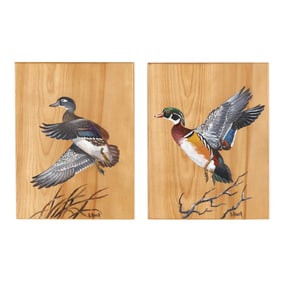 Duane Raver (NC, 1927-2022), Two Wood Ducks on Presentation Boards
